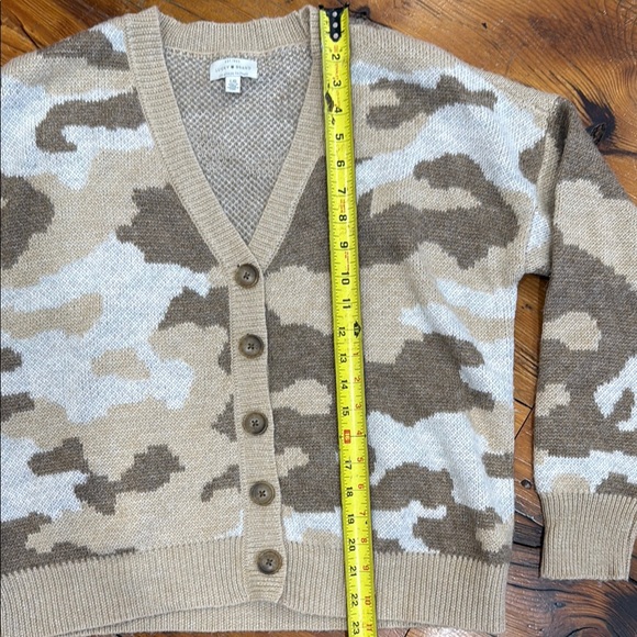 Lucky Brand Cream and Brown Camouflage Cardigan Sweater Size Large - Picture 4 of 10